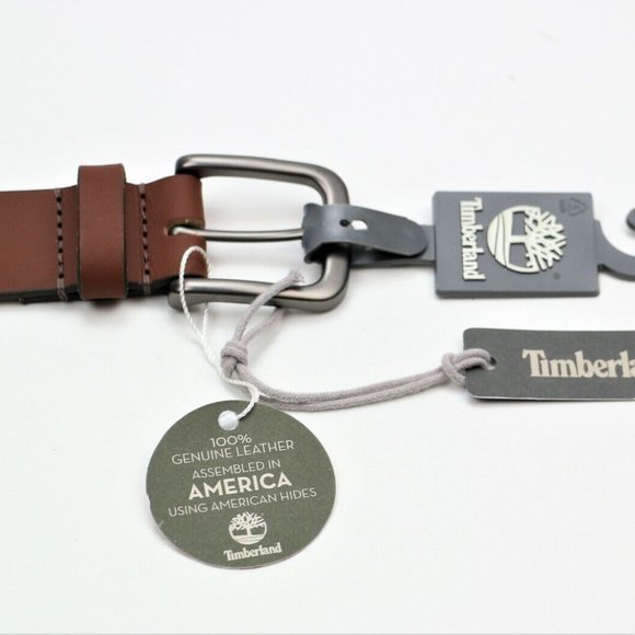 Timberland Size 42 Men's Classic Leather Belt Made in USA Brown New - Picture 9 of 9